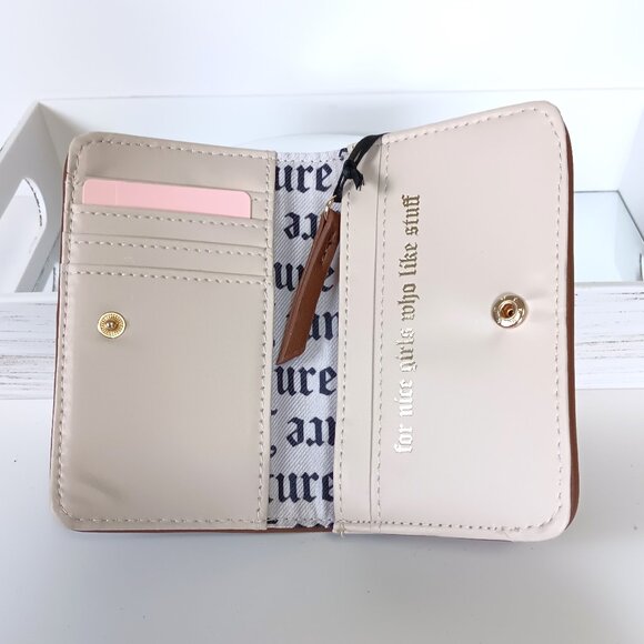 NWT! Juicy Couture Chestnut & Pink Chino Women's Fashion Wallet - Picture 3 of 5